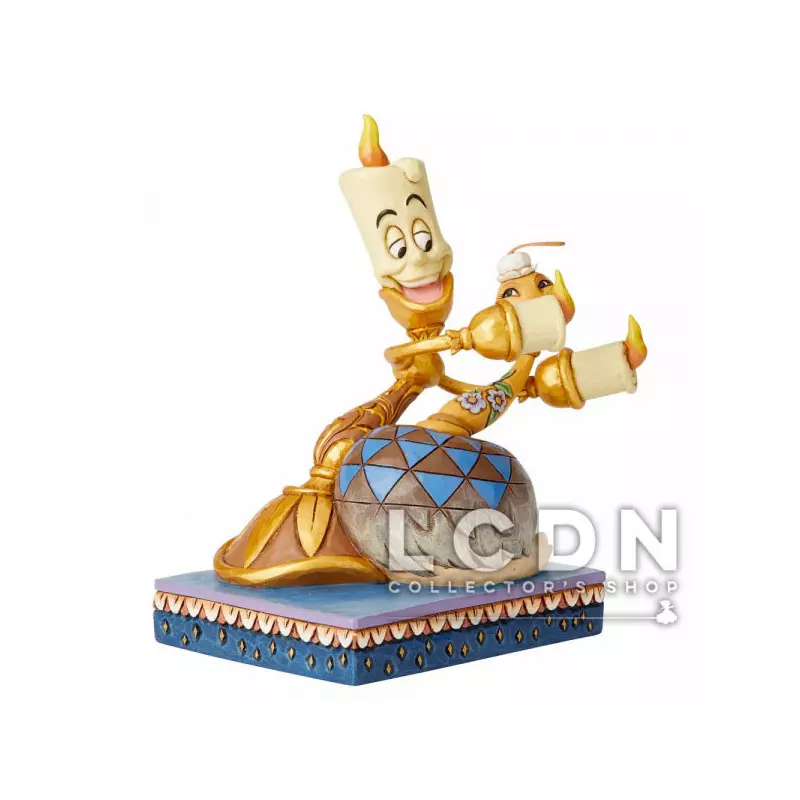 Disney Traditions Jim Shore La Belle et La Bête Romance by Candlelight Lumière &amp; Plumette Statue résine 15cm
