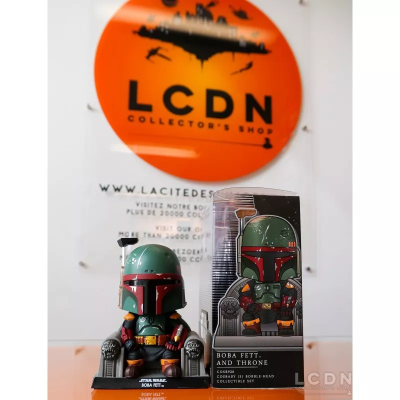 Hot Toys COSB928 Star Wars The Book of Boba Fett Figure Cosbaby Boba Fett and Throne Bobble-Head Collectible Set 12cm