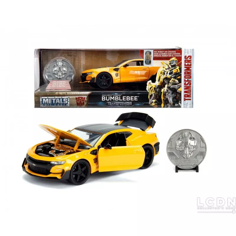 Transformers Bumblebee Chevy Chevrolet Camaro avec piece de collection 1 24