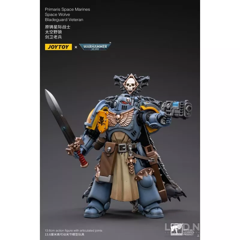 Warhammer 40k Action Figure 1/18 Primaris Space Marines Space Wolve Bladeguard Veteran Joytoy 14cm