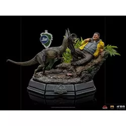 Jurassic Park Statue 1/10 Art Scale Dennis Nedry rencontre le Dilophosaurus 21cm