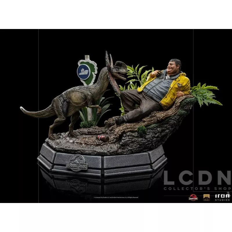 Jurassic Park Statue 1/10 Art Scale Dennis Nedry rencontre le Dilophosaurus 21cm