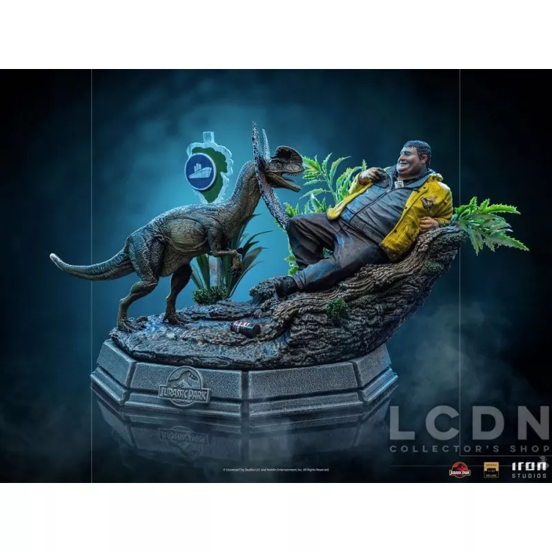 Jurassic Park Statue 1/10 Art Scale Dennis Nedry rencontre le Dilophosaurus 21cm