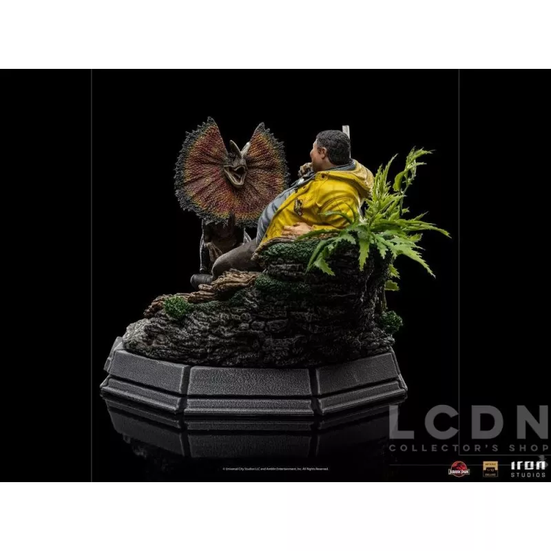 Jurassic Park Statue 1/10 Art Scale Dennis Nedry rencontre le Dilophosaurus 21cm