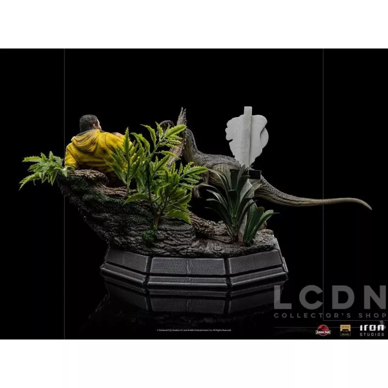 Jurassic Park Statue 1/10 Art Scale Dennis Nedry rencontre le Dilophosaurus 21cm