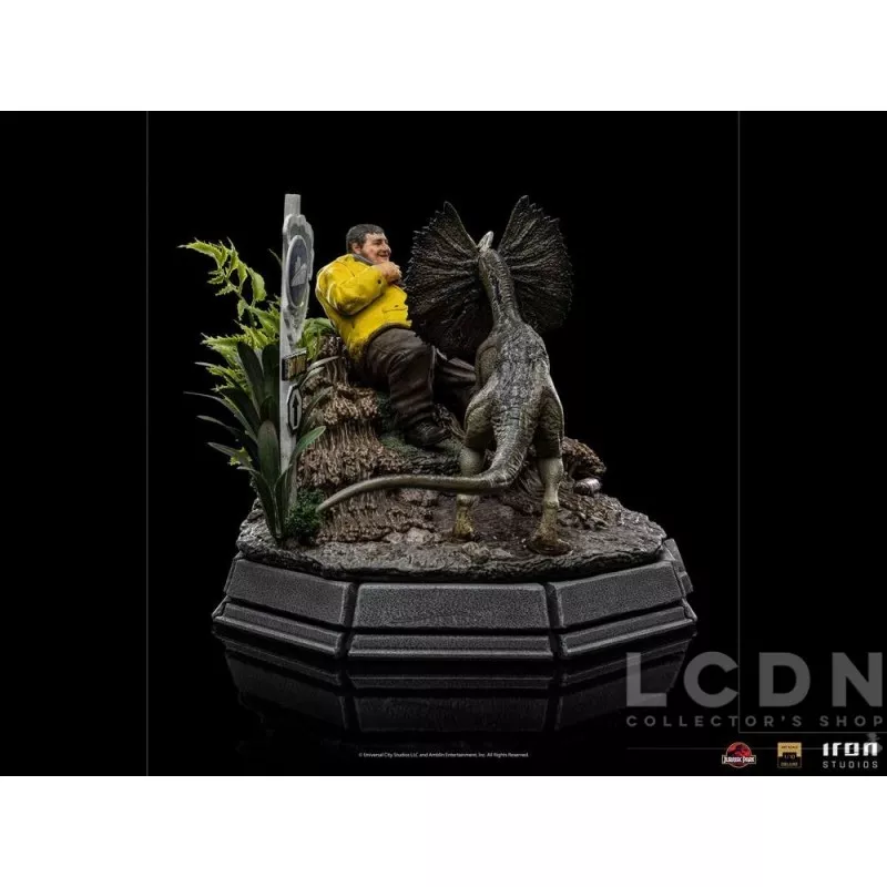 Jurassic Park Statue 1/10 Art Scale Dennis Nedry rencontre le Dilophosaurus 21cm