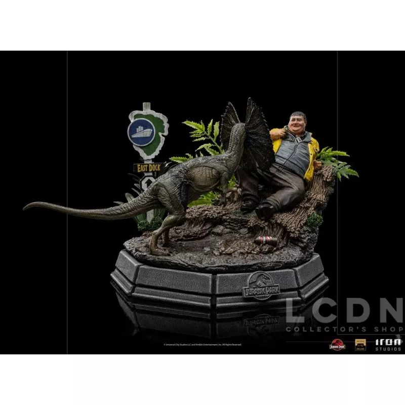 Jurassic Park Statue 1/10 Art Scale Dennis Nedry rencontre le Dilophosaurus 21cm