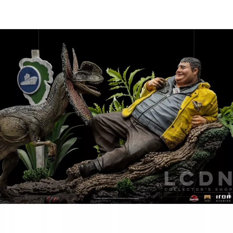 Jurassic Park Statue 1/10 Art Scale Dennis Nedry rencontre le Dilophosaurus 21cm