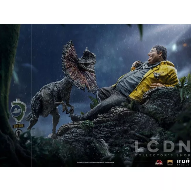 Jurassic Park Statue 1/10 Art Scale Dennis Nedry rencontre le Dilophosaurus 21cm