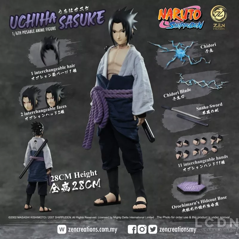 Naruto Shippuden Collectible Action Figurine 1/6 Sasuke Uchiha Zen Creations PAF003