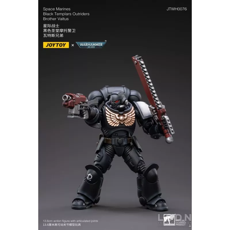 Warhammer 40k Action Figure 1/18 Space Marines Black Templars Outriders Brother Valtus Joytoy 14cm