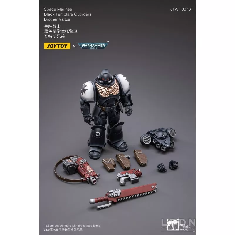 Warhammer 40k Action Figure 1/18 Space Marines Black Templars Outriders Brother Valtus Joytoy 14cm