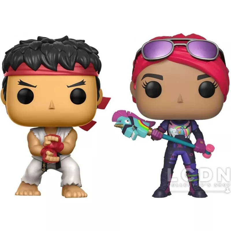 Fortnite x Street Fighter POP! Games Pack de 2 Vinyles Figurines Ryu &  Brite Bomber 10cm