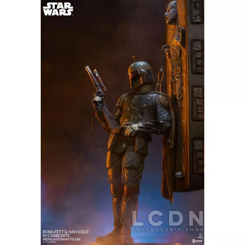 Star Wars Statue 1/4 Premium Format Boba Fett et Han Solo dans la Carbonite 70cm (Neuf)
