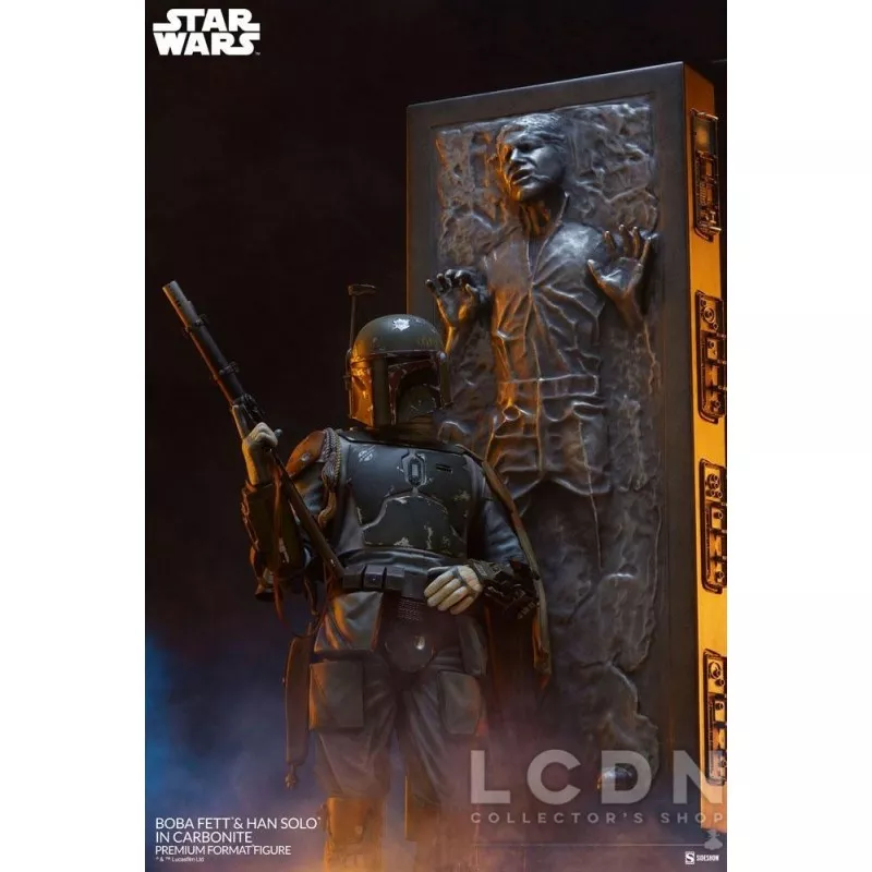 Star Wars Statue 1/4 Premium Format Boba Fett et Han Solo dans la Carbonite 70cm (Neuf)