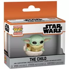 Star Wars The Mandalorian Pocket POP! Television L'Enfant ( The Child ) Grogu avec landau Vinyl Figurine Porte-clés 4 cm