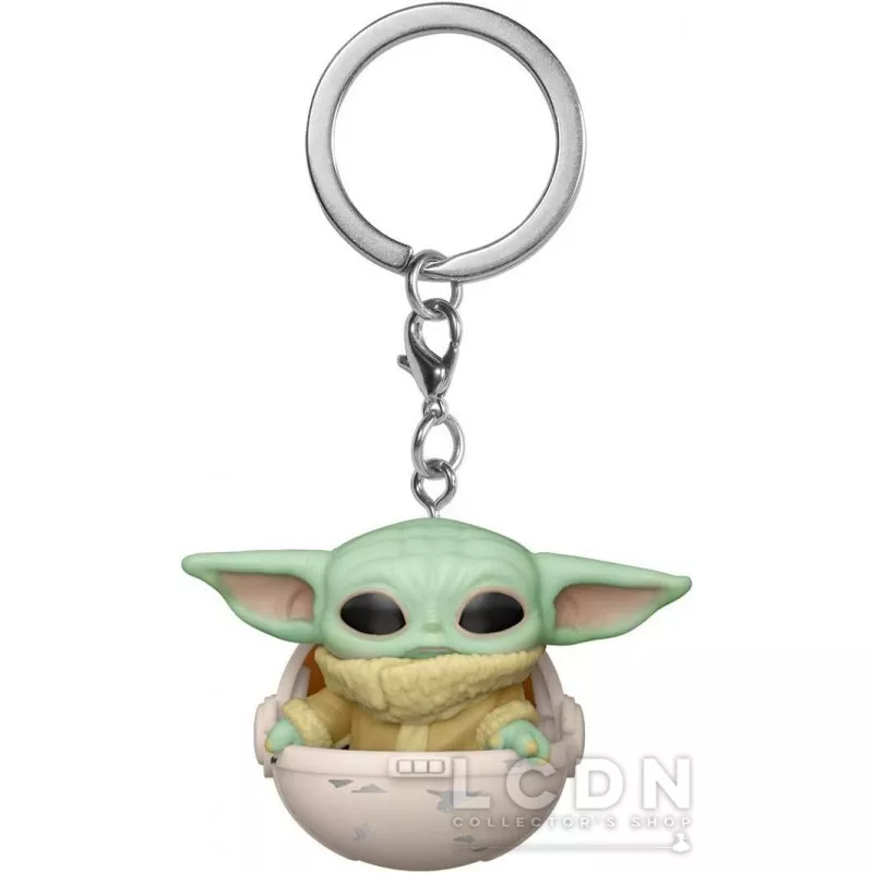 Star Wars The Mandalorian Pocket POP! Television L&#039;Enfant ( The Child ) Grogu avec landau Vinyl Figurine Porte-clés 4 cm