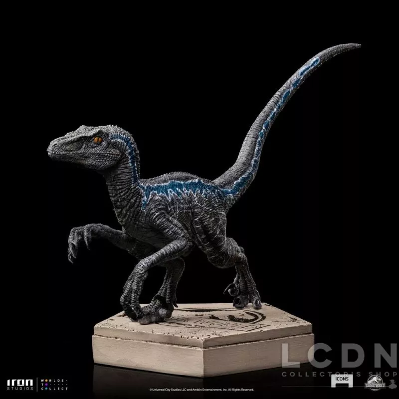 Jurassic World Icons Statue Velociraptor Blue 9cm