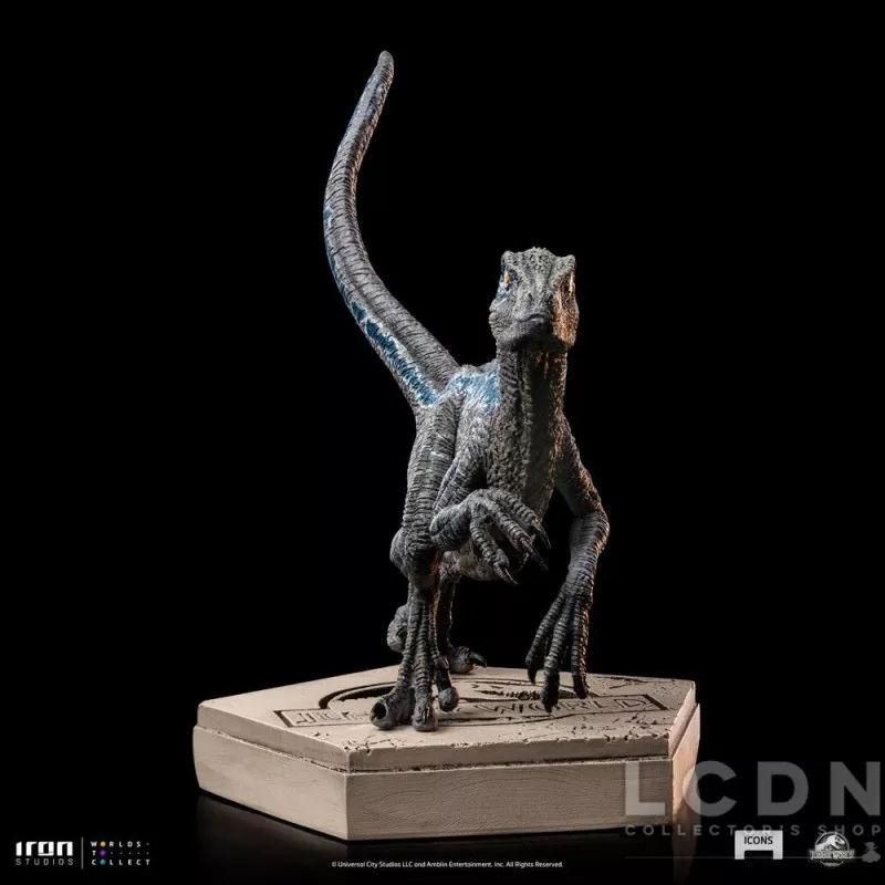 Jurassic World Icons Statue Velociraptor Blue 9cm