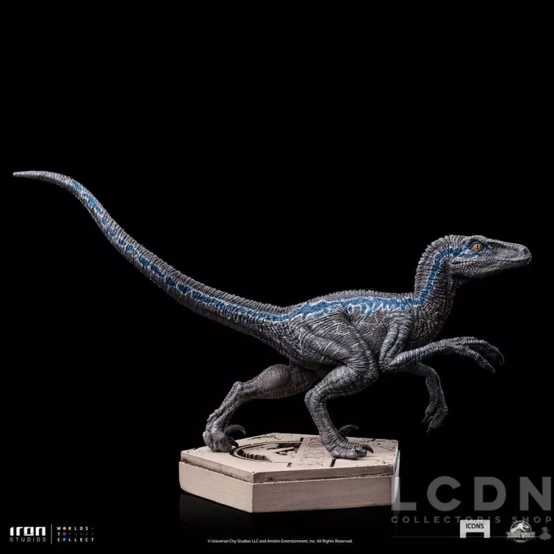Jurassic World Icons Statue Velociraptor Blue 9cm