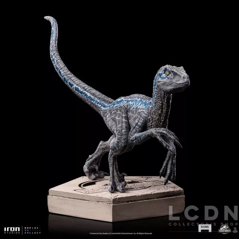 Jurassic World Icons Statue Velociraptor Blue 9cm