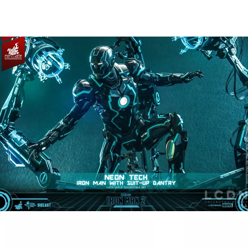 Hot Toys MMS672D50 Iron Man 2 Collectible Action Figure 1/6 Neon Tech Iron Man with Suit-Up Gantry 32cm *Hot Toys Exclusive*