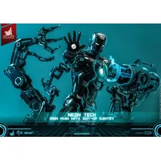 Hot Toys MMS672D50 Iron Man 2 Collectible Action Figure 1/6 Neon Tech Iron Man with Suit-Up Gantry 32cm *Hot Toys Exclusive*