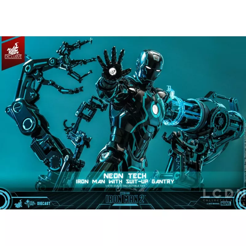 Hot Toys MMS672D50 Iron Man 2 Collectible Action Figure 1/6 Neon Tech Iron Man with Suit-Up Gantry 32cm *Hot Toys Exclusive*