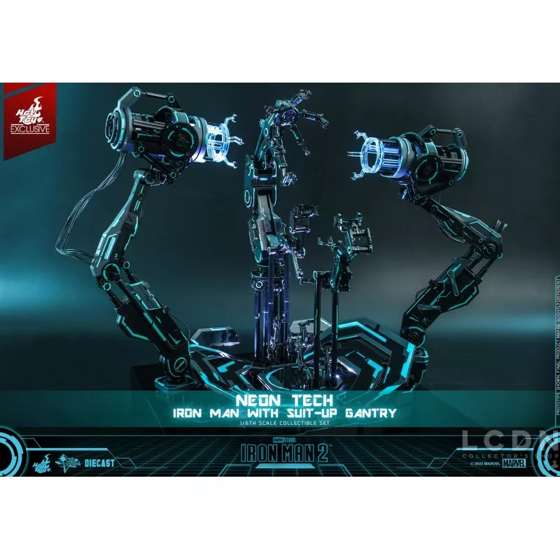 Hot Toys MMS672D50 Iron Man 2 Collectible Action Figure 1/6 Neon Tech Iron Man with Suit-Up Gantry 32cm *Hot Toys Exclusive*