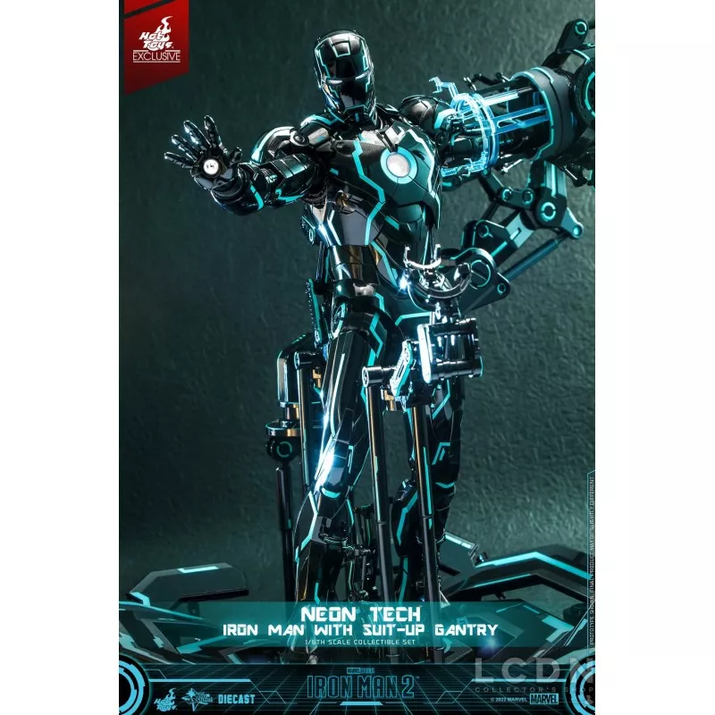 Hot Toys MMS672D50 Iron Man 2 Collectible Action Figure 1/6 Neon Tech Iron Man with Suit-Up Gantry 32cm *Hot Toys Exclusive*