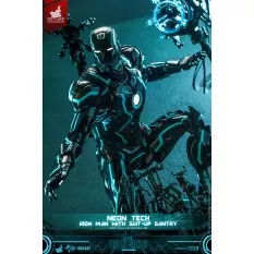 Hot Toys MMS672D50 Iron Man 2 Collectible Action Figure 1/6 Neon Tech Iron Man with Suit-Up Gantry 32cm *Hot Toys Exclusive*