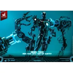 Hot Toys MMS672D50 Iron Man 2 Collectible Action Figure 1/6 Neon Tech Iron Man with Suit-Up Gantry 32cm *Hot Toys Exclusive*