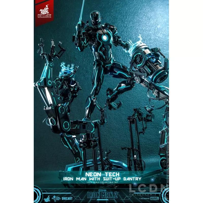 Hot Toys MMS672D50 Iron Man 2 Collectible Action Figure 1/6 Neon Tech Iron Man with Suit-Up Gantry 32cm *Hot Toys Exclusive*