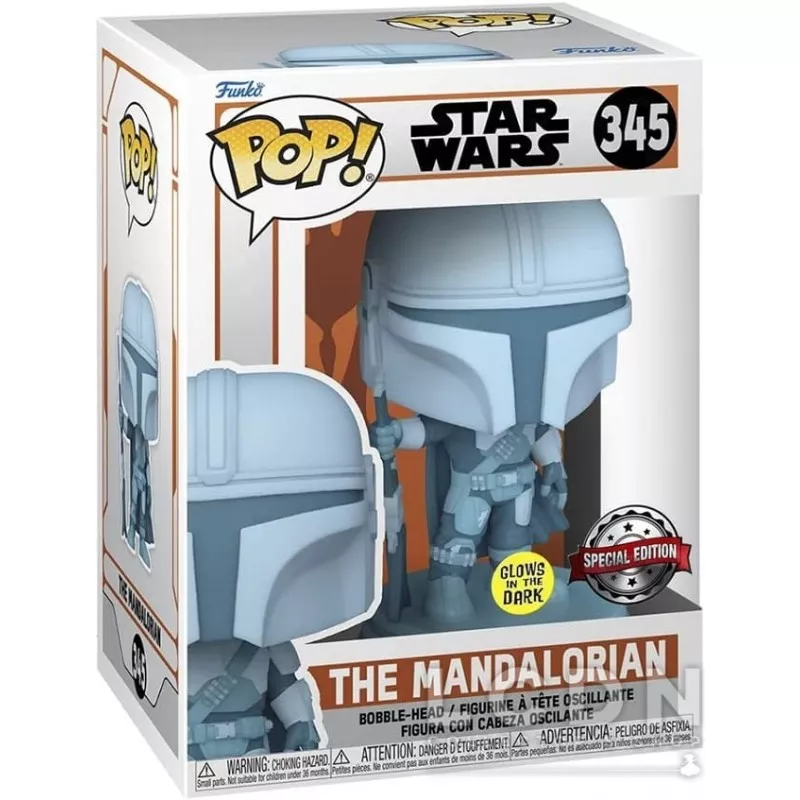 Star Wars: The Mandalorian POP! Télévision Holograme Mando Glows in the Dark Special Edition Vinyle Figurine 10cm N°345