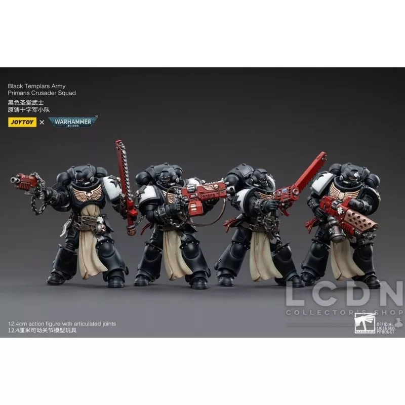 Warhammer 40k Pack de 4 Action Figurines 1/18 Black Templars Army Primaris Crusader Squad Joytoy 12cm