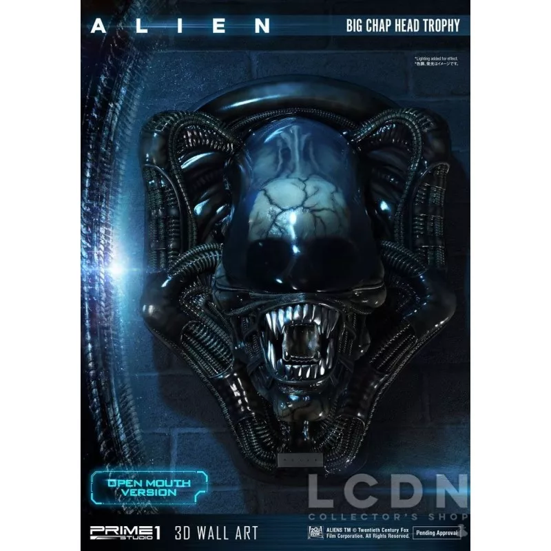 Alien 3D Wall Art Warrior Alien Head Trophy Open Mouth Version 58 cm