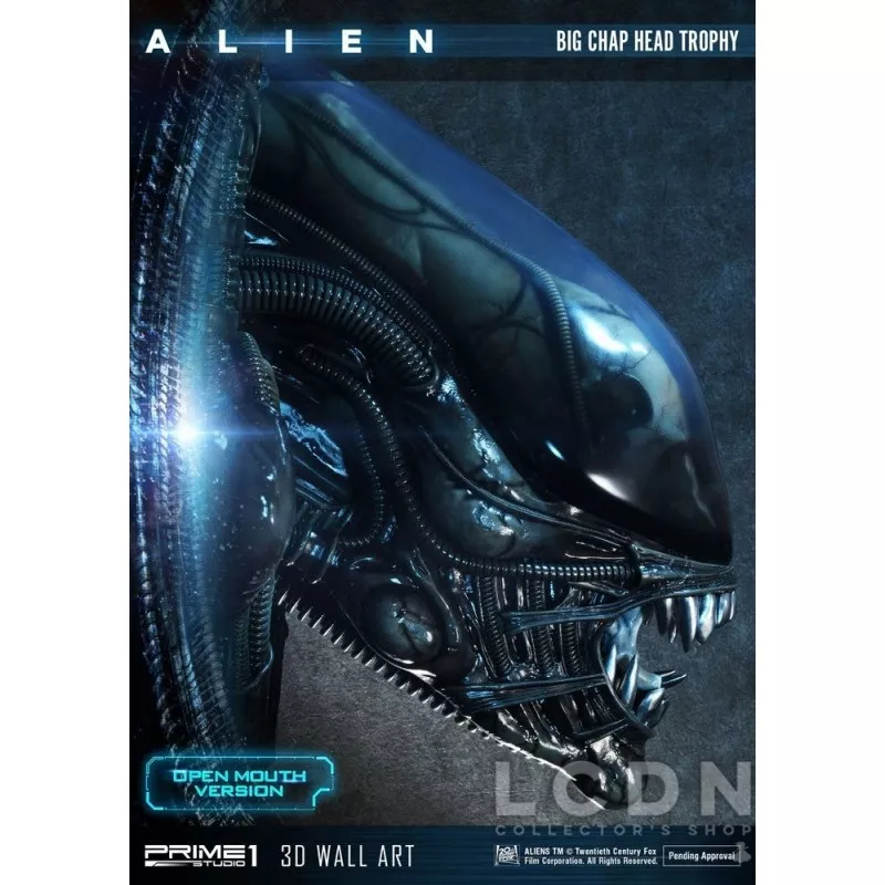 Alien 3D Wall Art Warrior Alien Head Trophy Open Mouth Version 58 cm