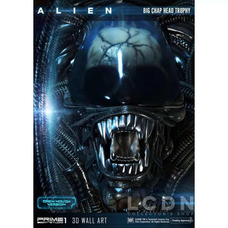 Alien 3D Wall Art Warrior Alien Head Trophy Open Mouth Version 58 cm