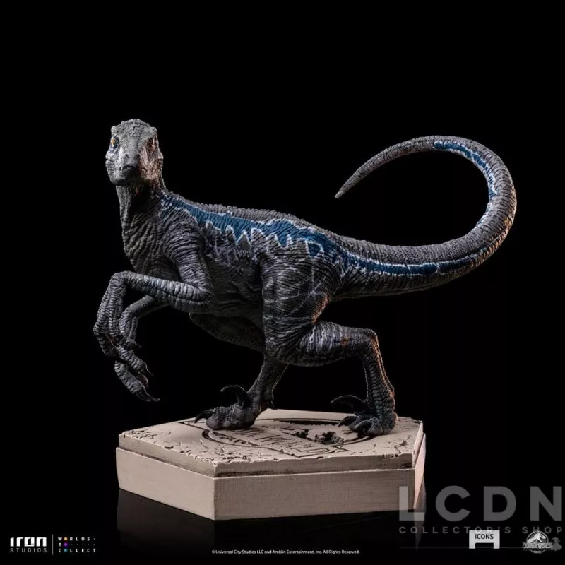 Jurassic World Icons Statue Velociraptor B Blue 7cm