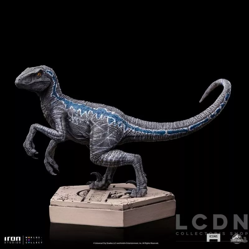 Jurassic World Icons Statue Velociraptor B Blue 7cm