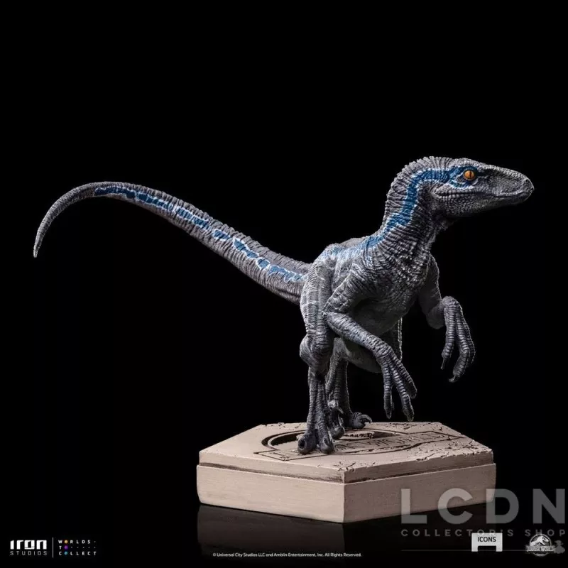 Jurassic World Icons Statue Velociraptor B Blue 7cm