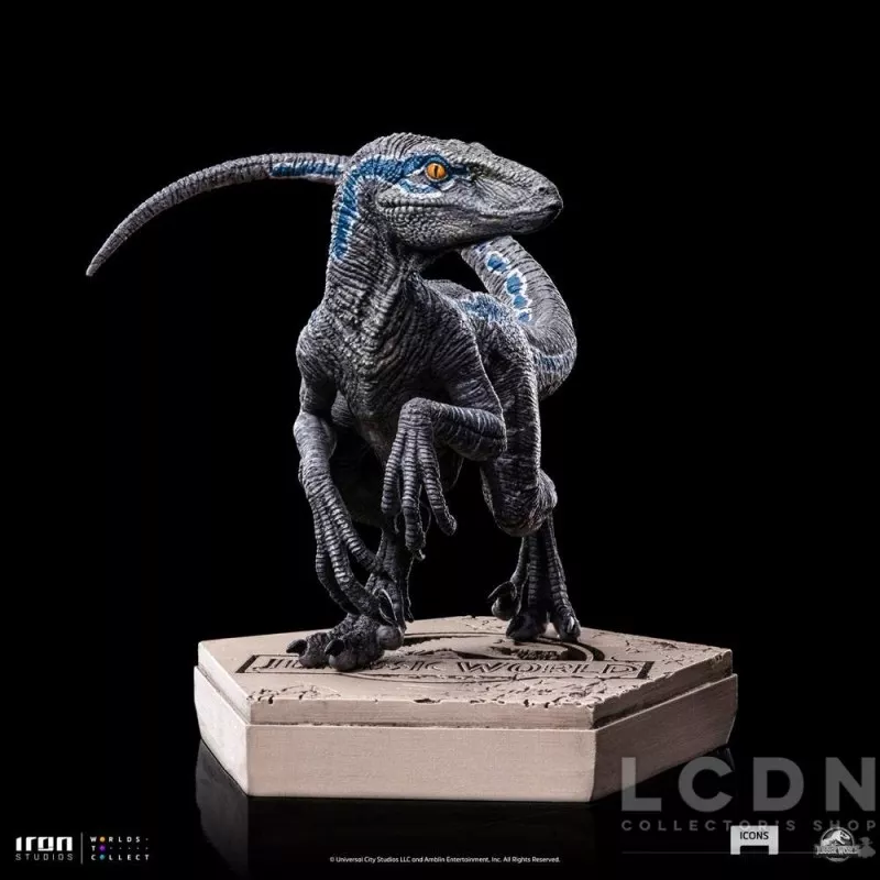 Jurassic World Icons Statue Velociraptor B Blue 7cm