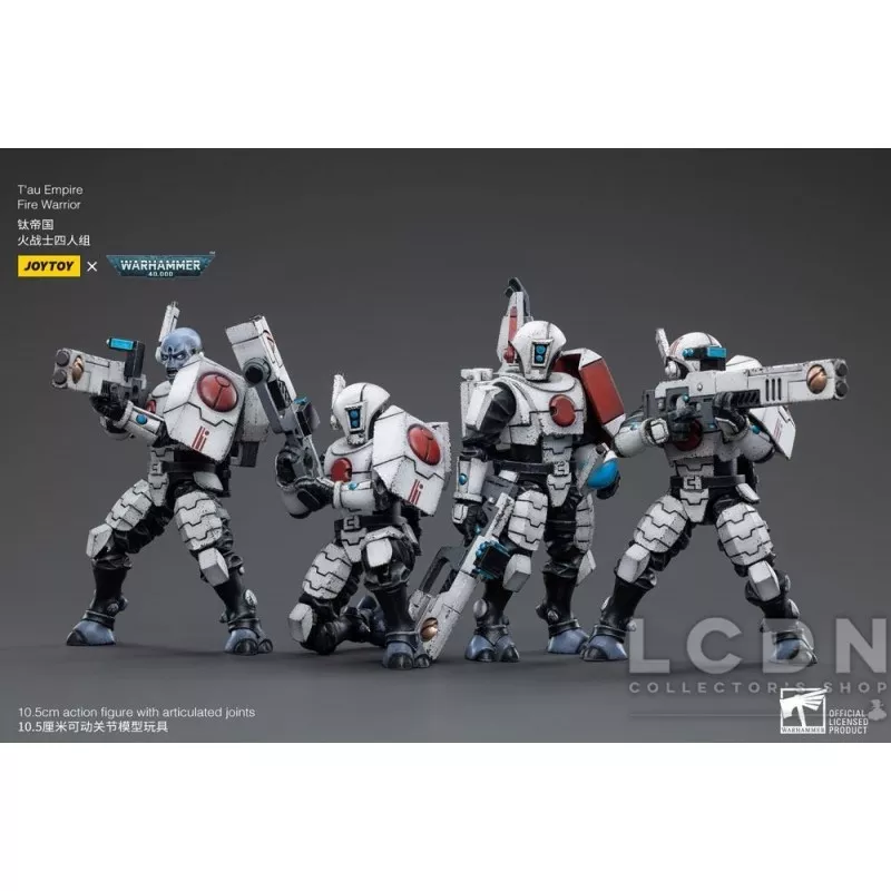 Warhammer 40k Set de 4 Action Figurines 1/18 T&#039;au Empire Fire Warrior Joytoy 12cm