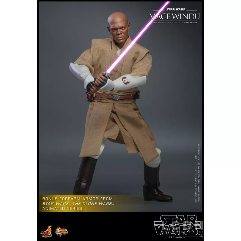 Hot Toys MMS681 Star Wars Episode II: L&#039;Attaque des Clones Collectible Action Figurine 1/6 Mace Windu 32cm