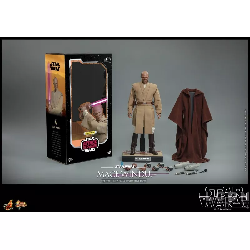 Hot Toys MMS681 Star Wars Episode II: L&#039;Attaque des Clones Collectible Action Figurine 1/6 Mace Windu 32cm