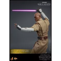 Hot Toys MMS681 Star Wars Episode II: L'Attaque des Clones Collectible Action Figurine 1/6 Mace Windu 32cm