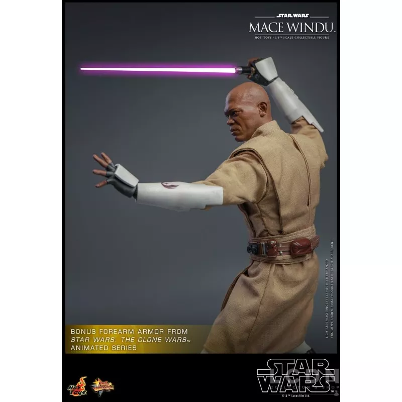 Hot Toys MMS681 Star Wars Episode II: L&#039;Attaque des Clones Collectible Action Figurine 1/6 Mace Windu 32cm