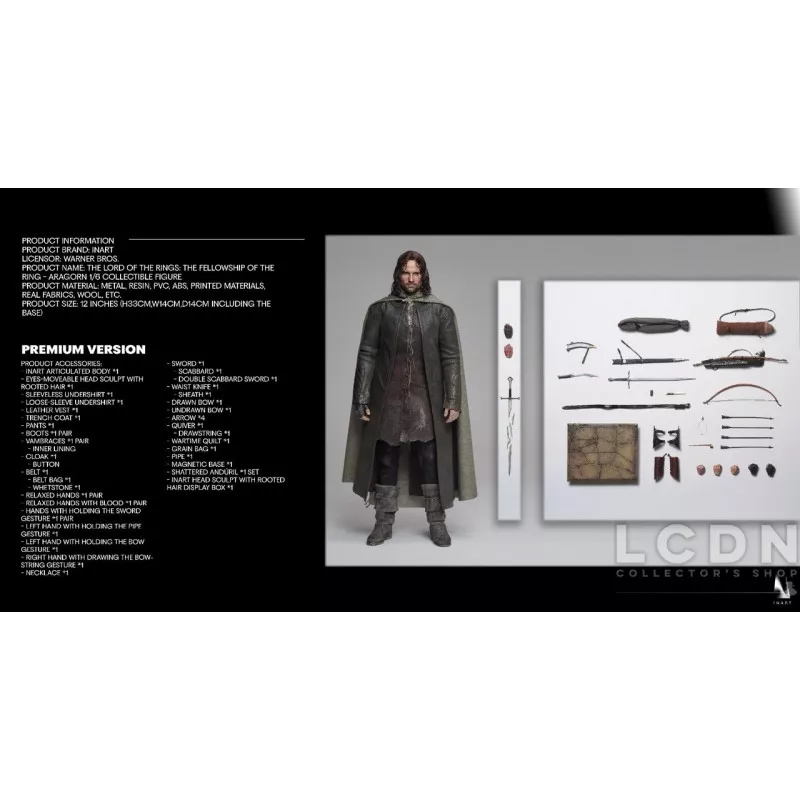 Le Seigneur des Anneaux Aragorn Premium Edition Rooted Hair Queen Studios × INART Collectible Action Figurine 1/6