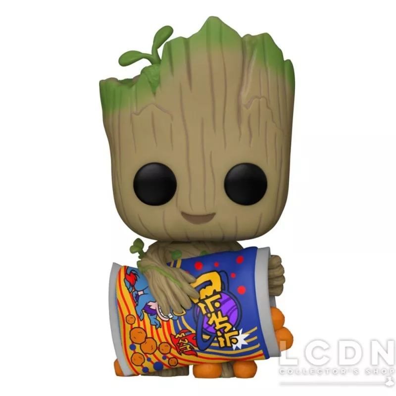 Je s&#039;appelle Groot POP! Marvel Groot with Cheese Puffs Vinyle Figurine 10cm N°1196