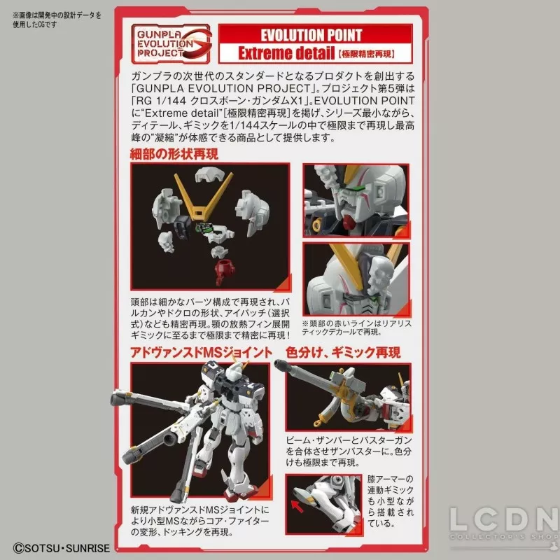 RG Gundam Model Kit 1/144 Crossbone X1 n°31 13cm